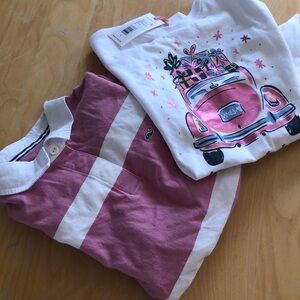 Pink and White Polo Shirt and Graphic T2 girls vineyard vines long sleeve tops